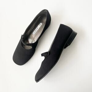Vintage black mary janes Size 6.5 church‎ dolly Women's shoes square toe chic